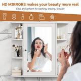 Meilocar Bathroom Medicine Cabinet, Bathroom Mirror Cabinet Wall Mounted with 6 Side Open Shelves, White Wall Cabinet with Mirror, White Meilocar