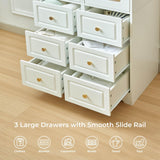 JanflyHome Armoire Wardrobe Closet, White Bedroom Armoires Cabinet with Mirror Door and 3 Drawers, 69.5" H Clothing Storage Cabinet with Hanging Rod & Sensor Light for Bedroom-Right JanflyHome