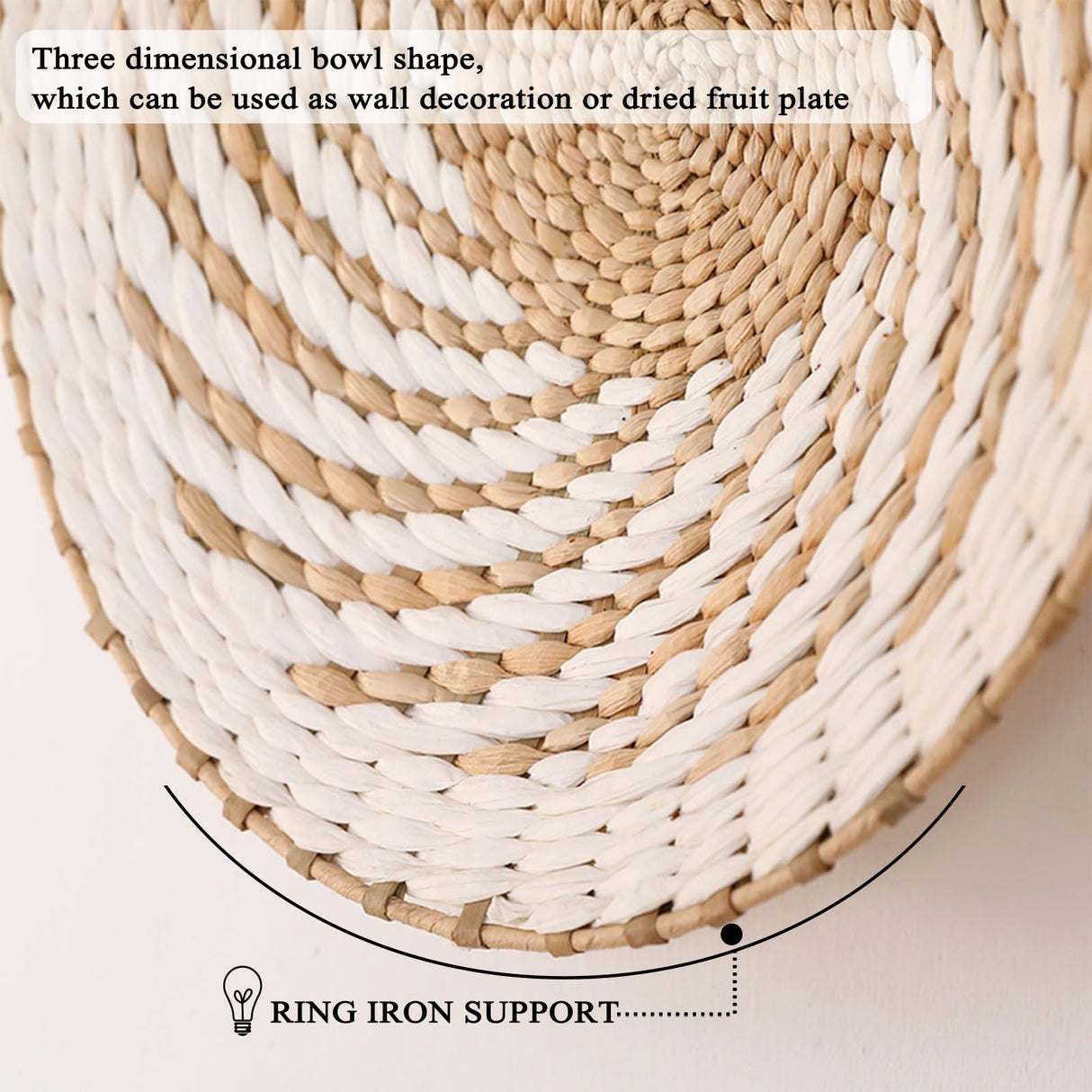 7 Pack Boho Wall Basket Decor - Seagrass Rattan Wicker Wall Decor Round Handmade Hanging Rustic Flat Elegant Wall Art for Farmhouse Living Rooms Bedrooms Display Table Settings Kitchen Home Dimpola