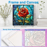 Artunion Framed Paint by Numbers Kit for Adults Beginners & Kids Ages 8-12,Red Rose Flower Paint by Number with Frame, Stained Glass Paint by Numbers Kit on Canvas 10 * 10 Inch Without Easel Artunion
