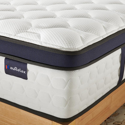 KauRelax Queen Size Mattress,14 Inch Queen Mattress in a Box,Hybrid Mattress with Gel Memory Foam & Individual Pocket Spring for Edge Support, Pressure Relief, Medium Firm,CertiPUR-US