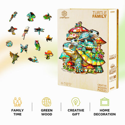 Jigfoxy Wooden Puzzles for Adults, Sea Turtle Family Wood Puzzles Adult, Unique Animal Shape Wooden Jigsaw Puzzles, Birthday Gifts for Puzzles Lovers Family Friend (S-8.5 * 7.9in-90pcs)