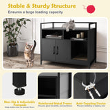 Tangkula Litter Box Enclosure, Cat Litter Box Furniture Hidden w/Metal Frame, Scratching Board, Storage Compartment, Wooden Cat Washroom, Indoor Cat House Side Table, Cat Box Cabinet (Black) Tangkula