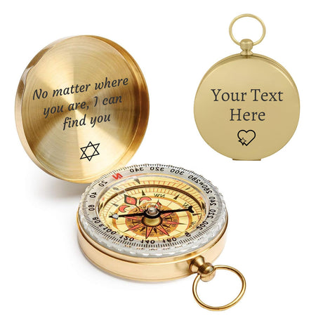 Compass Personalized Portable Compass Custom Text Mini Compass with Waterproof Luminous Function Survival Gifts for Men Women Hiking Camping Hunting Map Navigation Tool (Compass) RSQGT