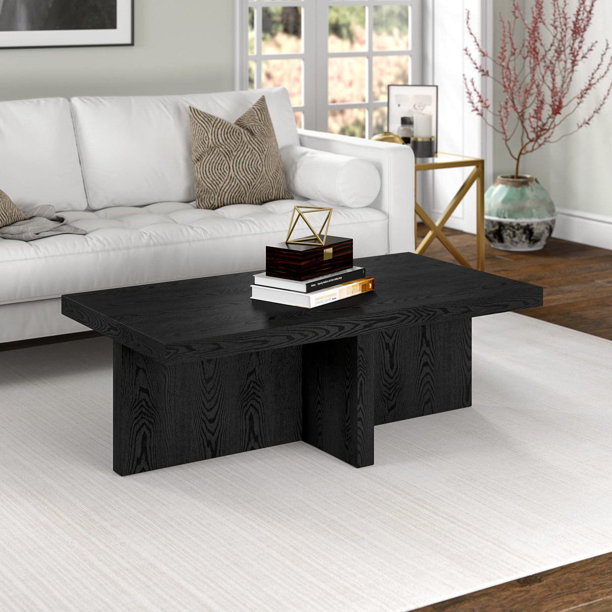 Henn&Hart Elna Coffee Table, 44" Wide, Black Henn&Hart