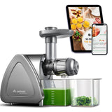 Cold Press Juicer, Aobosi Slow Masticating Juicer Machines with Reverse Function, Quiet Motor, High Juice Yield with Juice Jug & Brush for Cleaning, Gray AAOBOSI