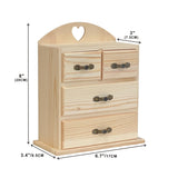 Pack of 2 Unfinished Wood box with Mini Drawers for Jewellery,Small Wooden Organizer Storage Box for Crafts Hobbies DIY Project Cregugua