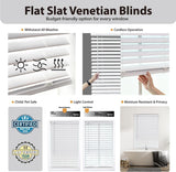 DEZ FURNISHINGS Cordless 2" Flat Slat Venetian Blind, 31" W x 60" H, White DEZ FURNISHINGS