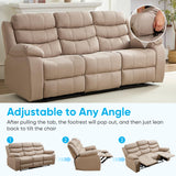 Mjkone Recliner Home Theater Seating, 3 Seater Power Reclining Sofa Chair, Manual Control Recliner Couch with Cup Holders & Flipped Middle Backrest & Table, Modern Couches for Living Room, Beige Mjkone