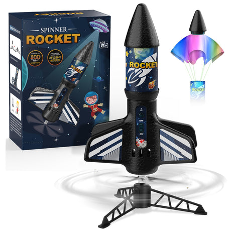 Rocket Launcher for Kids, Self Launching Motorized Air Rocket Toy, Outdoor Toys for Ages 8-12, Model Rockets with Parachute Safely Land, Spaceship Launch up to 200 ft Birthday Gifts for Boys Mafbeanl