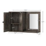 YATINEY Bathroom Medicine Cabinet with Mirror, Wall Mounted Home Storage, Medicine Cabinet Mirror, Bathroom Wall Cabinet, Adjustable Shelf, for Laundry Room, Bedroom, Camper, Hallway, Smoky Oak YATINEY