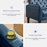 TYBOATLE 62" W Leather Loveseat w/ 2 USB and 2 Cupholders, Mid-Century Modern Tufted Small Love Seat Couches for Office, Living Room, Bedroom, Dorm (1, Blue) TYBOATLE