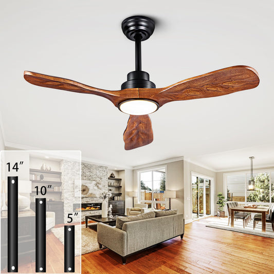 42” Ceiling Fan with Lights and Remote Control Ceiling Fan, Wooden Ceiling Fan with Lights Silent Reversible DC Motor with 3 Blades for Farmhouse, Living Room, Bedroom, Office. (Black + Walnut)