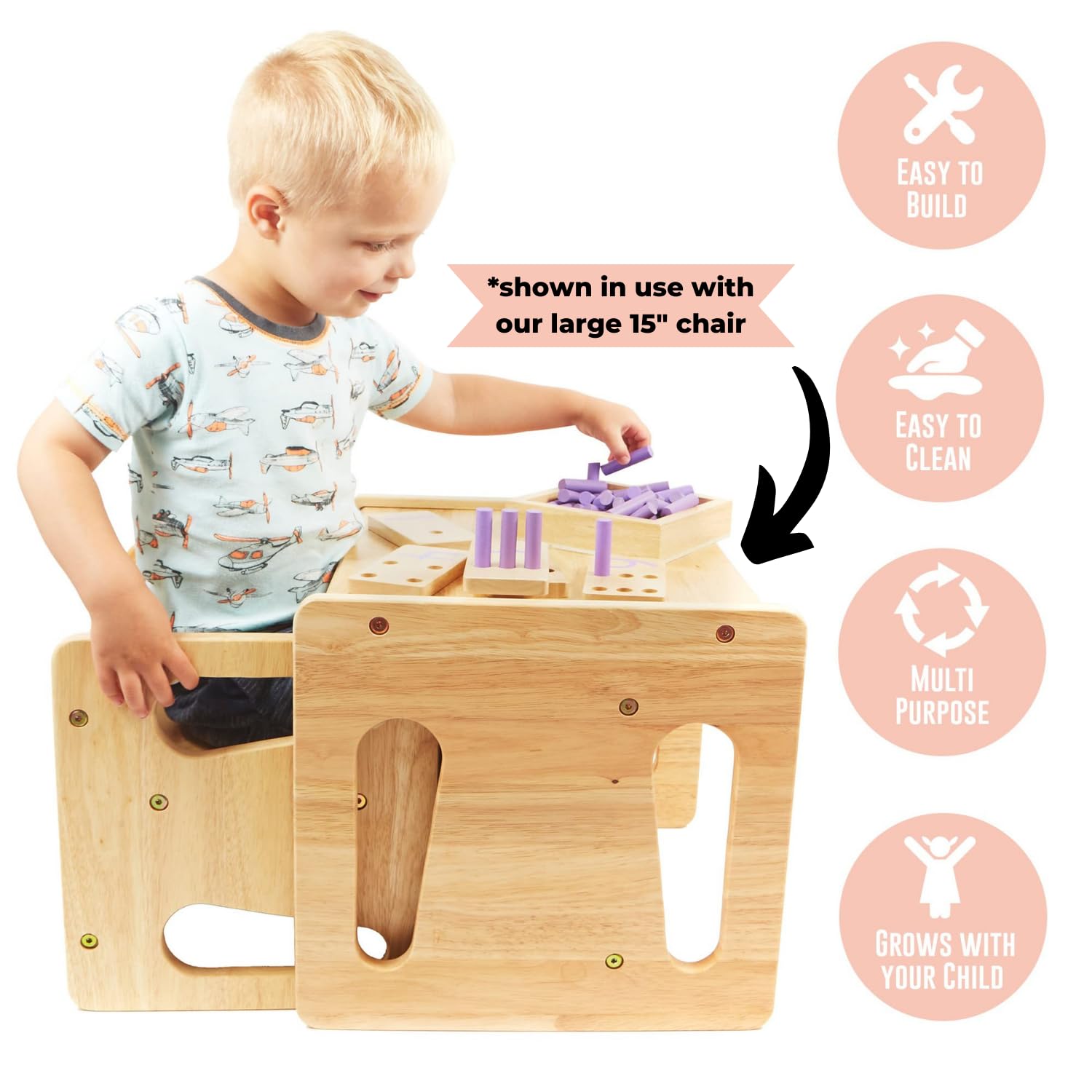 Montessori Weaning Table and Chair (12 inch) - Solid Wooden Toddler Chair/Table - Cube Chair for Toddlers - Hardwood - Kids Montessori Furniture - WoodArtSupply