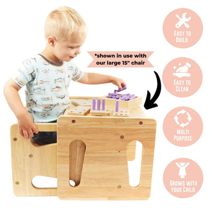 Montessori Weaning Table and Chair (12 inch) - Solid Wooden Toddler Chair/Table - Cube Chair for Toddlers - Hardwood - Kids Montessori Furniture - WoodArtSupply