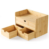 Desk Organizer with Drawers - Bamboo Desktop Organizers Storage | Wood Makeup Organizer for Bills, Office Supplies, Cosmetics, Seals, Kitchen Utensils, No Assembly Required Wisuce