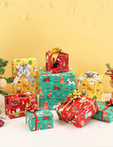 WERNNSAI Cat Christmas Wrapping Paper Rolls - 3 Rolls 17” x 120” Kids Cat Christmas Wrapping Paper Medium Roll Set Funny Kitten Christmas Wrapping paper Xmas Rolls Party Gift Decoration, for Girls/Boys WERNNSAI