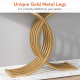 Tribesigns Gold Entryway Table, Modern 39-Inch Console/Accent Table with Geometric Metal Legs, Faux Marble Narrow Wood Sofa Table, Foyer Table for Entrance, Living Room (Gold & White) Tribesigns