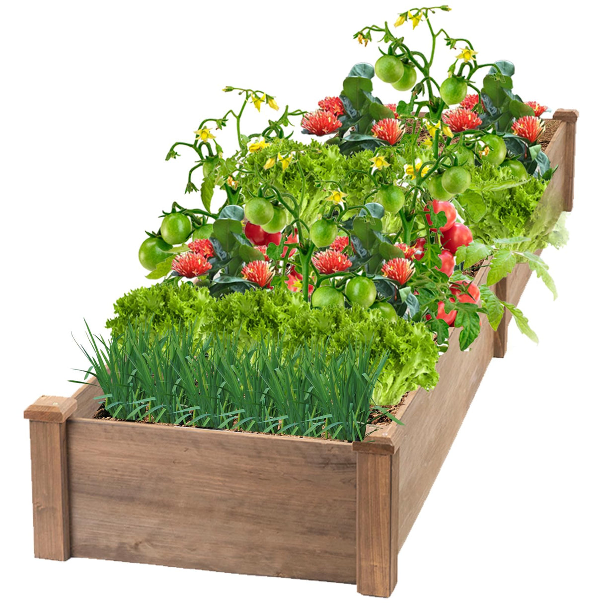 ketive Raised Garden Bed Without Legs -14.85 sq ft Large Elevated Wood Planter Box for Vegetables, Flowers, Herbs, and Succulents（Brown） ketive