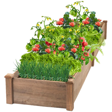 ketive Raised Garden Bed Without Legs -14.85 sq ft Large Elevated Wood Planter Box for Vegetables, Flowers, Herbs, and Succulents（Brown） ketive