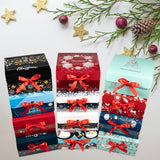 ARTLYMERS Christmas Gift Boxes with Lids, 12 Pack Gift Boxes and Red Ribbon Christmas Themed Pattern Small Gift Boxes for Christmas Presents Gifts Easy Assemble ARTLYMERS