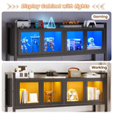 SEDETA L Shaped Gaming Desk with Drawers, L Shaped Computer Desk with Hutch and Storage Shelves, Gaming Desk with Pegboard, Led Lights, and Power Outlet, Home Office Desk, Corner Desk, Black SEDETA