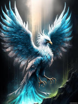 HMDIIMGE Diamond Painting by Number Kits Blue Phoenix for Adults Full Drill Cross Stitch Rhinestone Embroidery for Home Wall Decor 12x16 Inch HMDIIMGE