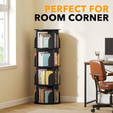 SpaceAid 4 Tier Rotating Bookshelf Tower, Spinning Bookcase Lazy Susan, Revolving 360 Book Shelf Storage Round Carousel, Vertical Rotate Turning Spiral Corner Organizer, Black SpaceAid