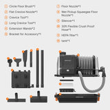 Giraffe Tools Grandstorm Retractable Vacuum Cleaner with 30 FT Hose Wall Mounted, Wet Dry Vacuum Cleaner with 6 Nozzles for Car Detailing Normal Version, Grey （No Remote Control Funtion） Giraffe Tools