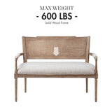 Madison Park Willshire Natural Rattan Settee, Upholstered Seat - Charming Country Design, Rustic Reclaimed Wood Finish, Ratan Insert Backrest & Padded Arm Rest, 47.25" Wide Beige/Reclaimed Natural Madison Park