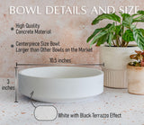 VELOVA Large White Concrete Decorative Bowl with 24 Decorative Balls, Fruit Key Holder Bowls Boho Modern Home Decor Accent for Dining Room Centerpiece Living Room Coffee Table Shelf Entryway Rattan VELOVA