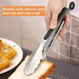 Tongs for Cooking, 9-Inch Stainless Steel Kitchen Tongs, Locking Metal Food Tongs with Silicone Non-Slip Grip, Kitchen Utensils Tongs for Food, Salad and Outdoor BBQ (Set of 4) TENTA KITCHEN