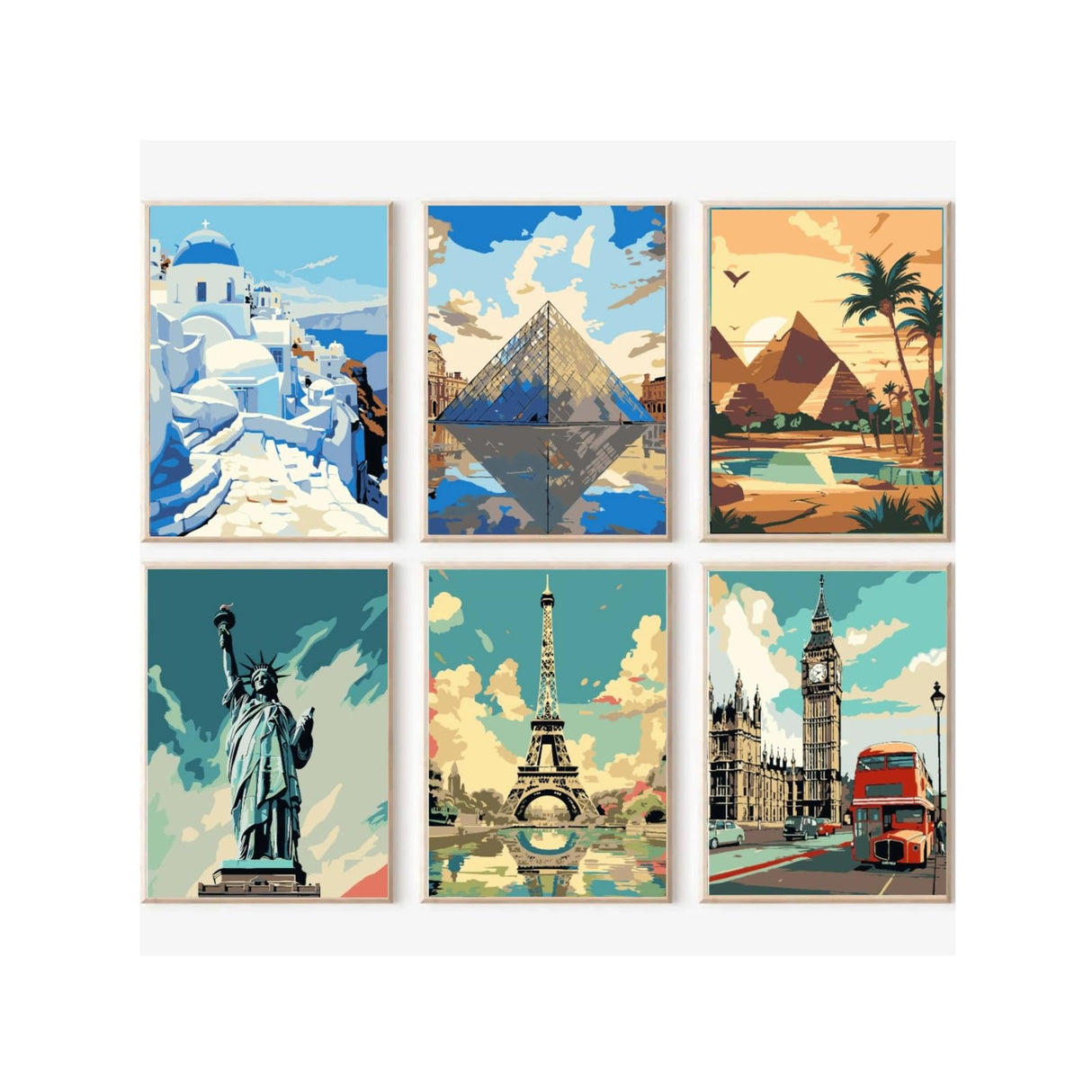 Lofenghome Paint by Number Kits for Adults, DIY Canvas Adults Craft Art Projects, World Landmarks Collection 6-Pack Famous Architecture Scenes for Adult Crafts Lofenghome