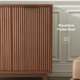 Fluted Cabinet with Storage, 2 Doors Sideboard Buffet, Mid Century Modern Accent Cabinet with Adjustable Shelves, Multifunctional Console Table with Storage for Living Room, Kitchen, Entryway FiveWillowise