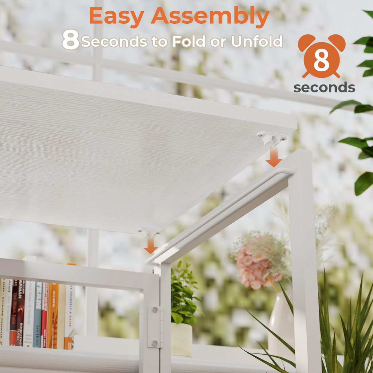 SOROGRA Small Folding Desk 31.5 inch for Small Spaces Foldable Desk with Monitor Shelf, Computer Gaming Table with Led Lights for Home Office Bedroom, Easy Assembly, White SOROGRA