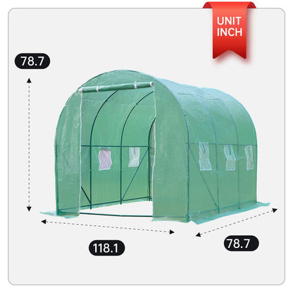 Portable Greenhouse 10'xW7'xH7' Green House Large Walk-in Greenhouses for Outdoors Greenhouse Plastic with Observation Windows and Rolling-up Door