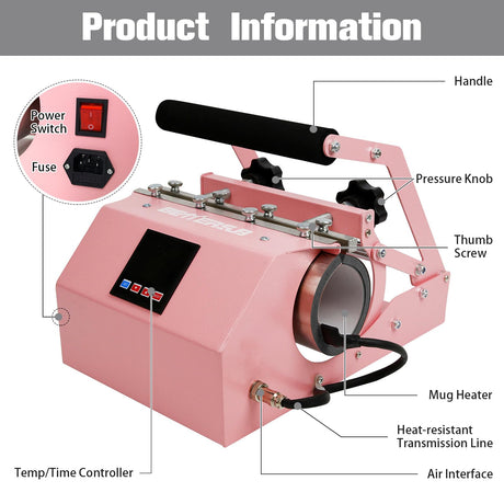 BetterSub 3in1 Tumbler Mug Heat Press Machine 30 OZ 20 OZ 16 OZ Sublimation Straight Skinny Tumbler Mug 3 OZ 1.5 OZ Shot Glass,11 OZ 15 OZ 16 OZ Sublimation Mug Heat Transfer Pink BetterSub