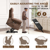 HAOMARKETS Power Lift Recliner Chair with Massage and Heat for Elderly, Electric Recliners with Remote Control,Soft Fabric Upholstered Reclining SingeSofa with Side Pocket for Living Room, Brown HAOMARKETS