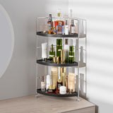 KINGBERWI 3 Tier Bathroom Corner Organizer Countertop, Vanity Counter Skincare Makeup Storage Shelf, Bathroom Sink Countertop Organizer, Black KINGBERWI