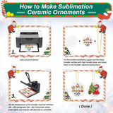 26 Pieces Ceramic Sublimation Ornaments Blanks, 2.87 Inches Ceramic Ornaments for Sublimation Christmas Ornaments Blanks Discs Ceramic Ornaments to Paint Billbotk