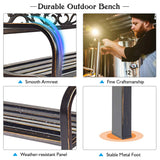 Giantex Garden Bench, Antique Metal Outside Bench w/Warm Welcome Pattern, Elegant Bronze Finish and Durable Metal Frame for Park Yard Porch Chair (Bronze) Giantex