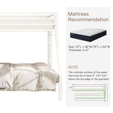 ikalido Metal Loft Bunk Bed Twin Over Full Size with Safety Guardrail and Ladder, No Box Spring Needed Space Saving Bedroom Furniture, Cream White ikalido