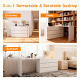 Hotpzeddaque L Shaped Vanity Desk with 6 Drawers, 80.7″ Dresser Desk Combo with Storage,Wood Makeup Dressing Table for Bedroom Corner, Women Girls, White (80.7“) Hotpzeddaque