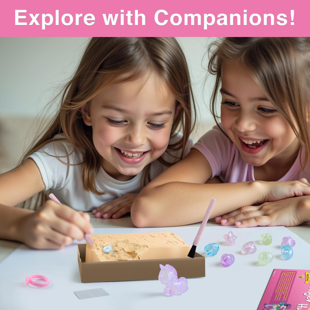 EDUMAN Unicorn Scavenger Hunt Dig Kit - Treasure Dig Kit Interactive Arts & Crafts, STEM Educational Toy with Clue Cards, Gemstone Dig Kits & DIY Jewelry Making Kits for Kids 6+, Ideal Gift for Girls EDUMAN