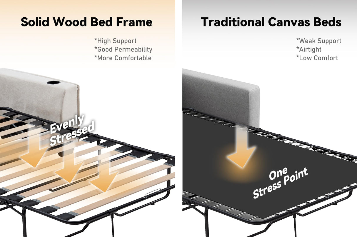 Brelice Pull Out Sofa Bed, Chenille Sleeper Couch with Memory Foam Mattress, 2-in-1 Convertible Sofa Solid Wood Slats Support, 2-Seat Loveseat for Living Room Home Office Apartment, Full Size, Beige Brelice