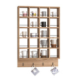 WYJREES Wooden Coffee Mug Display Rack, Wall Mounted Coffee Cup Display Shelf, Hold 24 Mugs, Rustic Shot Glass Display Case, Coffee Mug Holder Organizer for Kitchen, Coffee Station (23.6 * 29.5in) WYJREES