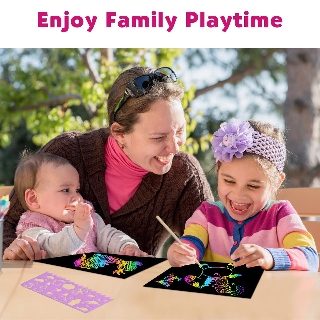 ZMLM Scratch Art Crafts Girls Gifts, 50 Rainbow Scratch Paper Art Gifts for 3 4 5 6 7 8 9 10 Years Old Girls and Boys Kids, Arts and Crafts for Kids 4-6 Birthday Toys and Games Activities Gift (Pink) ZMLM