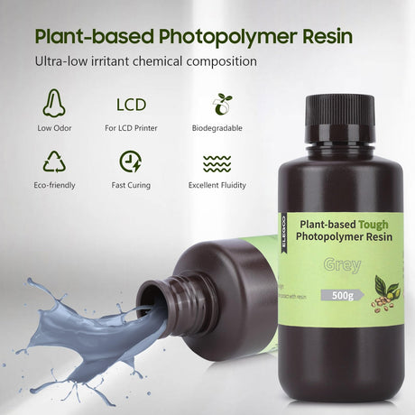 ELEGOO ABS-Like Plant-Based 3D Printer Resin with Low Odor and High Precision, 405nm UV Curing Resin for Mars Saturn Jupiter MSLA DLP LCD 3D Printing - Clear Green 2000g ELEGOO