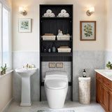 Tydaris Black Over The Toilet Storage Cabinet with Adjustable Shelf and Double Doors Tydaris