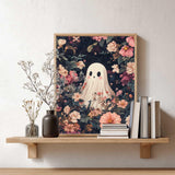 Ghost Paint by Number, Halloween Paint by Numbers Kit for Adults, Horror Acrylic Painting, Ghosts Surrounded by Flowers Pink Poster, Home Bedroom Office Wall Decor(16x20inch, No Frame) Artbrush Tower
